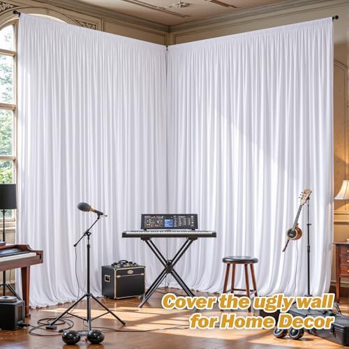 32ftx10ft Wrinkle Free White Backdrop Curtain - 10 Feet Photography Backdrop Drapes, Silky Polyester Back Drop Cloth for Wedding Baby Shower Balloon Arch Background - Image 6