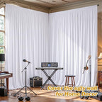 24ftx10ft Wrinkle Free White Backdrop Curtain - 10 Feet Photography Backdrop Drapes, Silky Polyester Back Drop Cloth for Wedding Baby Shower Balloon Arch Background - Image 4