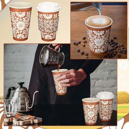 50 Sets 16oz Cielito Lindo Cups Mexican Paper Cup Copas De Barro Disposable Fiesta Coffee Drink Mug with Lid Sleeve for Birthday Baby Shower Wedding Party Supply Cafe Shop Decoration - Image 4