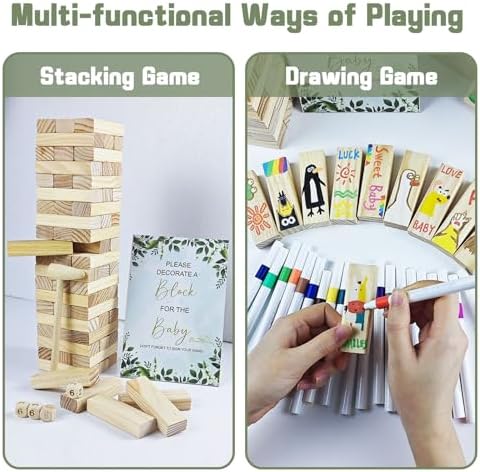 101pcs Fun Baby Shower Games Sign Kit, Baby Blocks for Baby Shower, 2 ways - Image 2