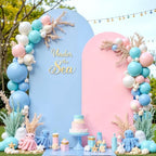 7.2FT 6FT Arch Backdrop Cover for Wedding, Set of 2 Stretchy Spandex Fitted Arch Stand Cover for Baby Shower, Birthday Party Decor, Chiara Backdrop Cover with Double-Sided Design(Pink, Blue) by Besutolife