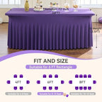 Spandex Tablecloth 6FT Rectangle Table Cover 2 Pcs Deep Purple Wrinkle-Free - Image 6