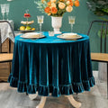 GLORY SEASON Velvet Tablecloth Luxurious Solid Round Table Cloth,Oblong Retro Farmhouse Ruffle Tablecloths Washable Table Cover for Party Wedding Baby Shower Kitchen Dinning Tabletop Decoration by GLORYSEASON