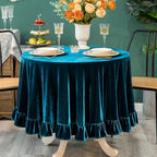 GLORY SEASON Velvet Tablecloth Luxurious Solid Round Table Cloth,Oblong Retro Farmhouse Ruffle Tablecloths Washable Table Cover for Party Wedding Baby Shower Kitchen Dinning Tabletop Decoration by GLORYSEASON