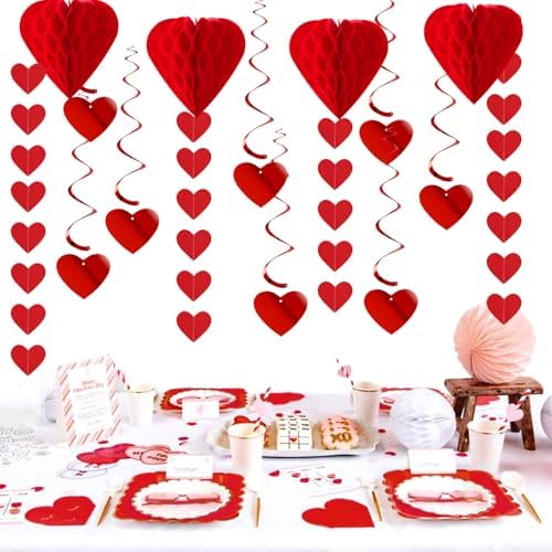 Pink Valentines-Day Heart Party-Decorations Garland and Valentines-Day Decorations Red-Heart Garland Galentines-Decor - Image 7