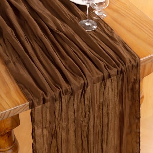DeZerlor Brown Cheesecloth Table Runners 10 Pack Fall Runners - Image 2