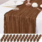 12 Pack Brown Table Runner 10Ft Cheesecloth Table Runner Rustic Gauze Table Runners Romantic Long Sheer Fabric Cheese Cloth Table Runners for Wedding Party Bridal Baby Shower by Lumaycens