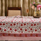 Ridhi Sangria Red Hand Block Print Cotton Tablecloth 160 x 72 Inch - Image 4