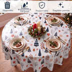 Ganeen 12 Pcs Christmas Tree Tablecloth Cartoon Colorful Red White Round - Image 4