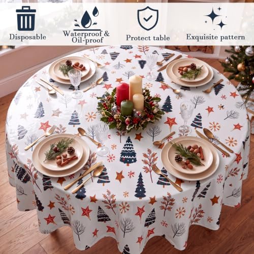 Ganeen 12 Pcs Christmas Tree Tablecloth Cartoon Colorful Red White Round - Image 4