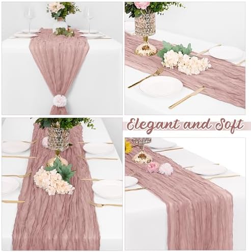 16 Pack Dusty Pink Cheesecloth Table Runners 20x120 Inch Gauze Table Runner Cheese Cloth 10FT Pink Table Runner Rustic Sheer Runner for Wedding Birthday Party Baby Shower Table Decor - Image 4