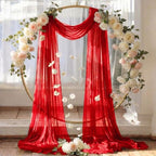 Pack of 2 Wedding Arch Drape Panel Fabric 30" x 50ft - Red - Image 6
