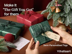Vitalizart Green Metallic Grid Wrapping Paper Set 30" Organza Ribbon & Tags - Image 6