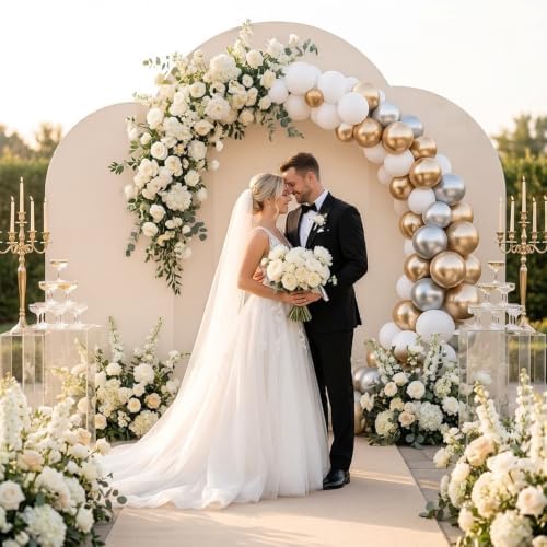 3PCS Metal Arch Backdrop Stand,6+6.6+7.2FT with Covers,Balloon Arch Stand - Image 2