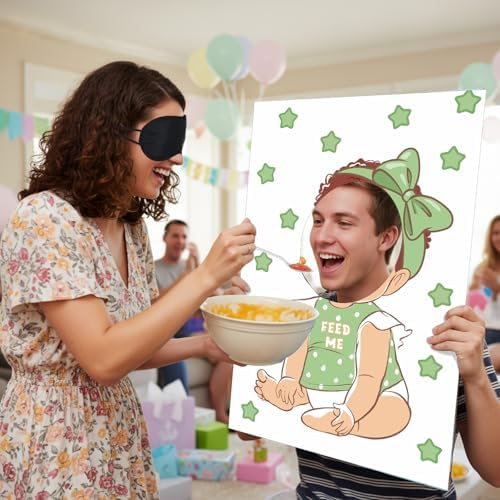 6 Set Baby Shower Games for Blindfolded, Feed Me Boards, Cartoon - Image 4