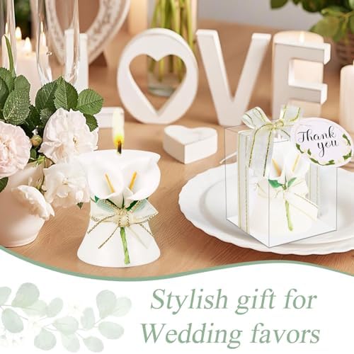 24 Pack Wedding Favors Bridal Shower Favors Candles Calla Lily Style Candle Favors Gift Boxed with Thanks Cards Return Gifts Wedding Party Favors for Guests Return Gifts Keepsakes Giveaways - Image 5