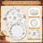Honeydak 210 Pcs Western Cowboy Party Supplies for 30 Guests Single Western Cowgirl Birthday Plates Napkins Cup and Forks Tableware for First Rodeo Birthday Decorations - Image 4