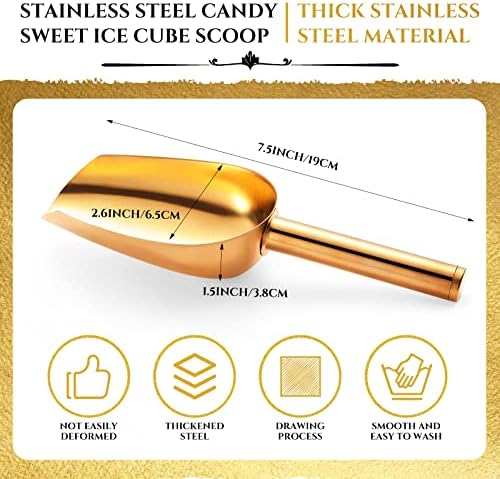 Roshtia 12 Pcs Gold Ice Scoops, Candy Scoops for Buffet Jars, 5 oz - Image 2