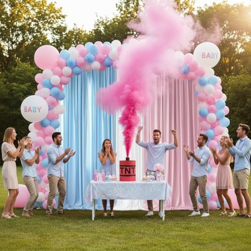 Backdrop Curtain 10x7ft, Gender Reveal Backdrop for Baby Shower, Wrinkle-Free Polyester Fabric Photo Backdrop Curtain, Blue, Pink, and White for Wedding and Party Decorations,5 Panels - Image 5