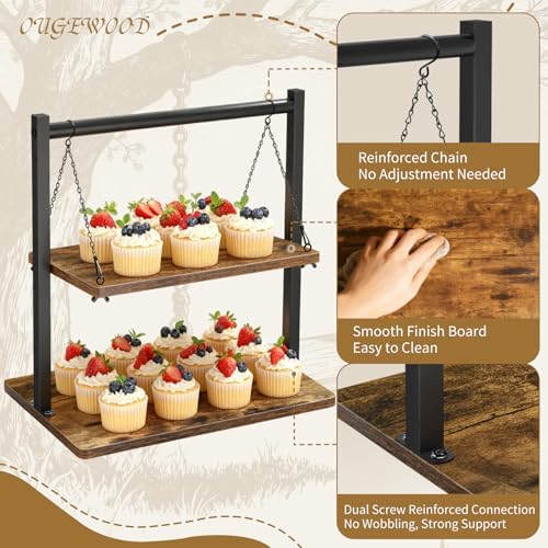 Cupcake Stand, Swing Wood Cupcake Stand Large Dessert Stand Cupcake Display Stand 2 Tier Tiered Serving Tray Cupcake Tower for Farmhouse Decor, Party Serving Tray, Vendor Dessert Table Display Set - Image 4