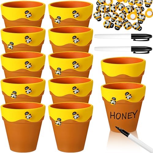 Leinuosen 12 Pcs Honey Bee Pot 3 Inch Honey Jars Cupcake, Yellow and Brown by Leinuosen