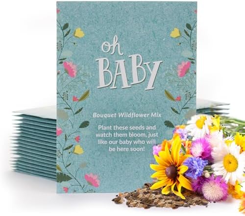 Bentley Oh Baby Wildflower Seed Packets, 25 Non-GMO Pre-Filled Favors for Baby Shower Guests, Wild Flower Party Gifts for Boys or Girls by OfficialBentleySeedProducts