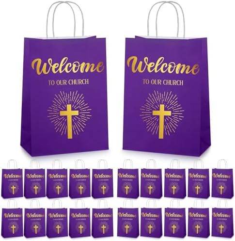 Chuangdi 50 Pcs Church Welcome Gift Bags, Purple by Chuangdi