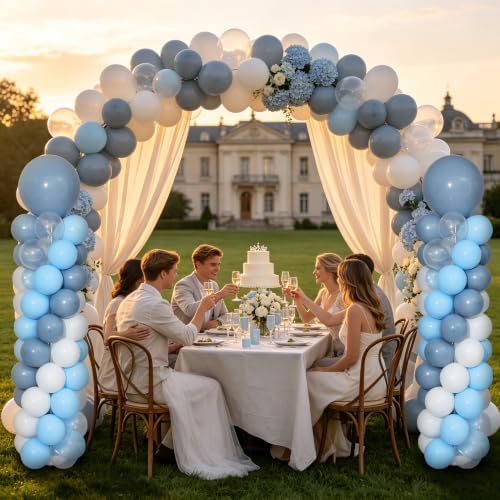 Dusty Blue Balloon Column Stand Kit of 2 with Balloons - Image 7
