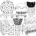 Potchen 452 Pcs Music Notes Plates Napkins Party Supply, White Black by Potchen