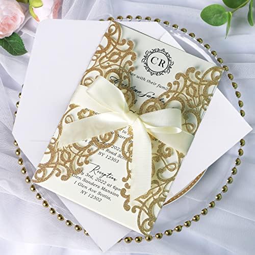 ponatia 25PCS Laser Cut Invitation Pocket with Envelopes - Image 4