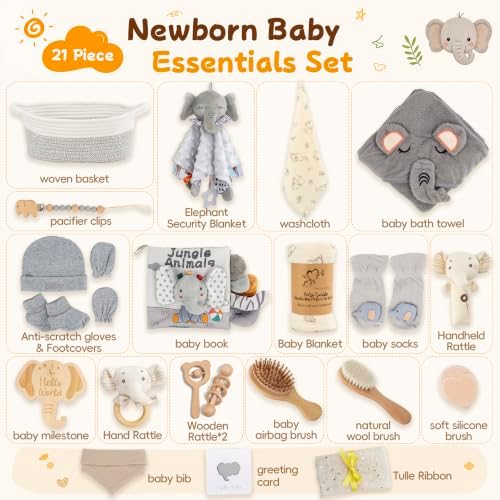 Baby Boy Gift Basket, 21-Piece Newborn Boy Shower Gift, Bath & Grooming(Type - Elephant) - Image 3