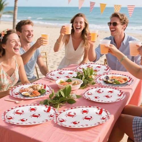 50 Pcs Large Crab Boil Oval Paper Plates 12" × 10" Heavy Duty for Summer - Image 5