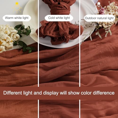 LZY 120 Pack Gauze Cheesecloth Napkins 20x20 Inch Dinner Cloth Napkins, Soft Boho Table Napkins Rustic Wrinkled Cheese Cloth Napkins Bulk for Wedding Party Baby Shower Event Decor (Terracotta) - Image 3
