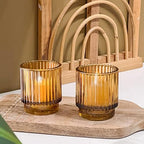 Kate Aspen 12PCS Vintage Ribbed Amber Glass Tealight & Votive Candle Holders, Fall Decor, Boho Decor, Shelf Decoration for Wedding, Bachelorette, Bridal Shower & Anniversary - Image 3