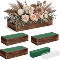 Dandat 4 Set Wood Rectangle Boxes 12x4 Inch Rustic Planter with Liner by Dandat