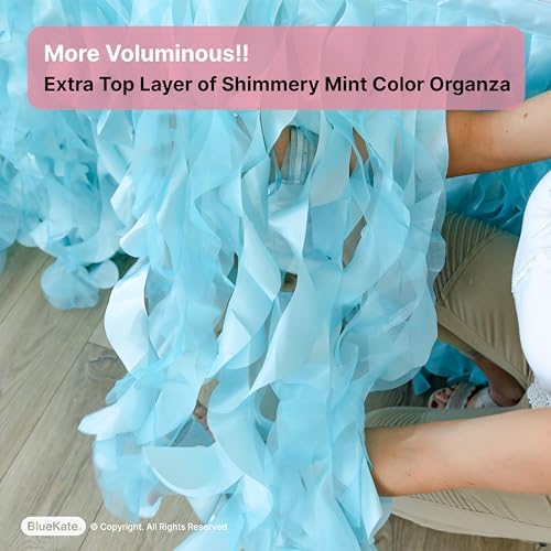 Mint Green Table Skirt. 6ft Table Skirt with Double Layer Organza! Baby Shower Decorations, Mermaid Party, Birthday, Under The Sea Decorations. Tutu Table Skirts for Rectangle Tables 6ft - Image 4