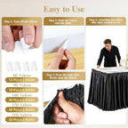 17ft Black Satin Table Skirt for Rectangle & Round Table Teacher Desk Skirt - Image 6