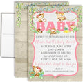 Amanda Creation Custom Baby Shower Invites Baby Girl Monkey Baby Shower Invitations 20 5x7 Custom Personalized Invitations With Envelopes by AmandaCreation
