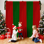 Christmas Backdrop Curtain - 10×7ft Red & Green Holiday Party Background Decor for Xmas Tree Photos, Home Festive Wall, Mall Santa Booth, Reusable Winter Celebration Decoration for Families by Gewonelife