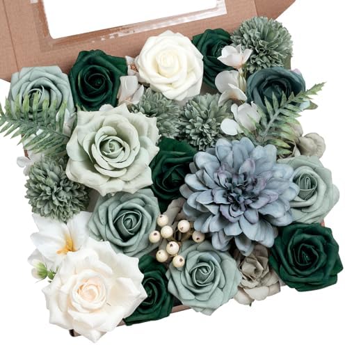 Artificial Flower Box Set Faux Flowers Fake Roses with Stems for DIY by SownwithAwe