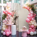 Highland Cows Arch Backdrop Cover 7.2 FT, Abstract Animal Pink Flower Brown Wood Grain Wedding Arch Cover Stretchy Backdrop Stands Covers for Birthday Party Ceremony Banquet Decor - Image 5