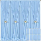 10 Panels Baby Blue Backdrop Curtain for Baby Shower Parties Wrinkle Free Light Blue Curtains Backdrop Drapes Fabric Decoration for Birthday Party Photography 50ft x 10ft by Tao-GePartyDecorations