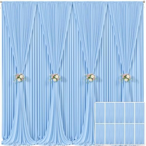 10 Panels Baby Blue Backdrop Curtain for Baby Shower Parties Wrinkle Free Light Blue Curtains Backdrop Drapes Fabric Decoration for Birthday Party Photography 50ft x 10ft by Tao-GePartyDecorations