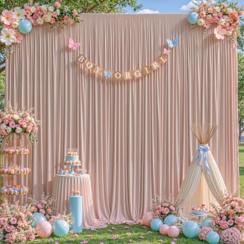 Nude Blush Backdrop Curtains-Wrinkle-Free Polyester Photography Drapes Party Curtain Background for Baby Shower Wedding Decorations- 16 X10FT - Image 5