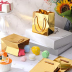 Sherr 100 Pcs Gold Mini Paper Gift Bags with Handles, White Tags - Image 6