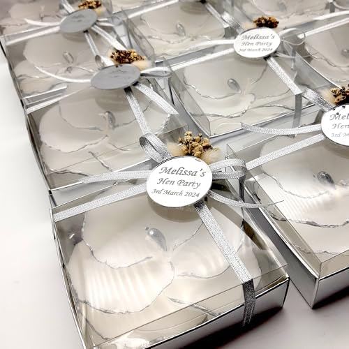Giftsupstore Wedding Favors Guests Bulk- 50 Set Elegant Silver Design Orchid Candle -Custom Bridal Shower Gifts, Baby Shower & Personalized Bachelorette Party Candle Favors – Decorative Floral Candles - Image 6