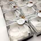 Giftsupstore Wedding Favors Guests Bulk- 100 Set Elegant Silver Design Orchid Candle -Custom Bridal Shower Gifts, Baby Shower & Personalized Bachelorette Party Candle Favor – Decorative Floral Candles - Image 5