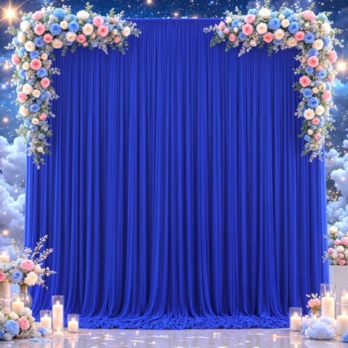 Royal Blue Tulle Backdrop Curtain for Parties Wedding,10ft x 10ft Wrinkle Free Curtain Backdrop,2 Layer Drapes for Backdrop,Polyester Wedding Back Drop for Bridal Shower Birthday Baby Shower - Image 6