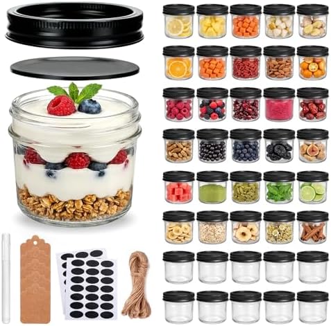 QAPPDA 40 Pack 4oz Glass Jars With Lids And Bands,Small Mason Jars by QAPPDA