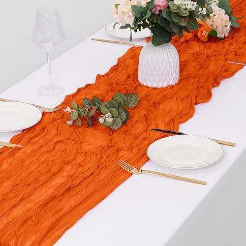 30 Pack Orange Cheesecloth Table Runner 17 x 108 inch Cheese Cloth Table Runners 9ft Orange Table Runner Rustic Romantic Sheer Gauze Runner for Wedding Party Baby Shower Table Decoration - Image 4